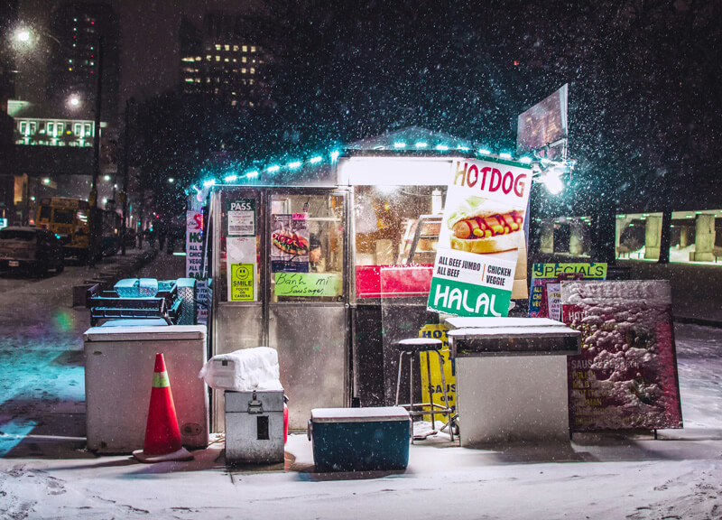 Hotdog Food Cart in Winter